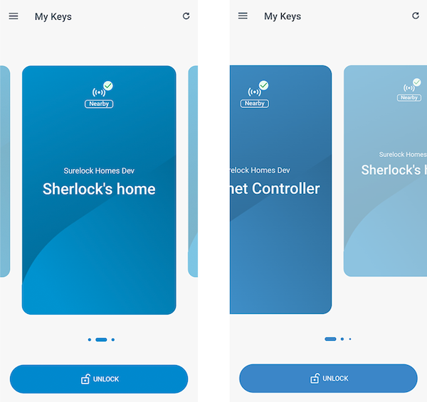 Homelok app door carousel