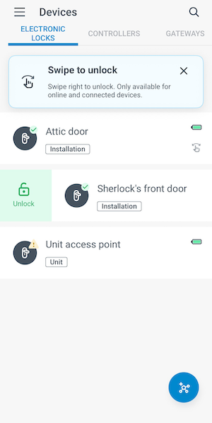 Swipe to remote unlock