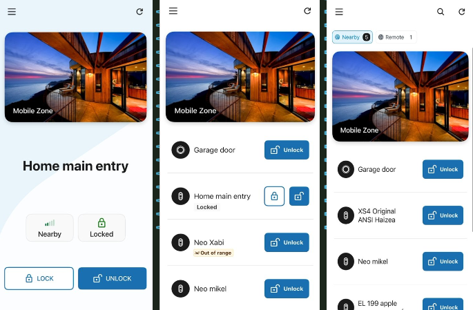 Entriegelungsprozess mit der Homelok App