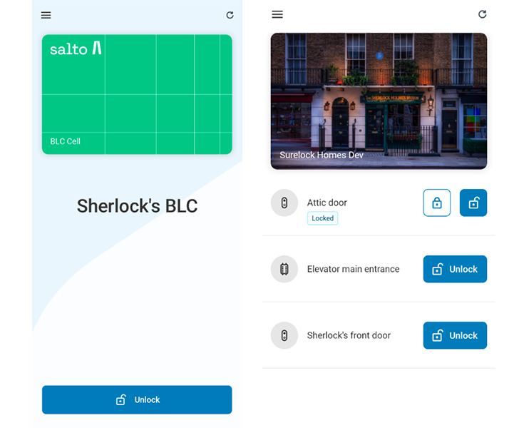 Beispiel für 'Meine Schlüssel' in der Homelok App
