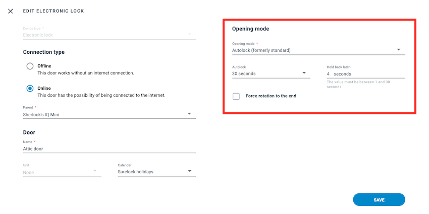 Editing settings for motorized locks