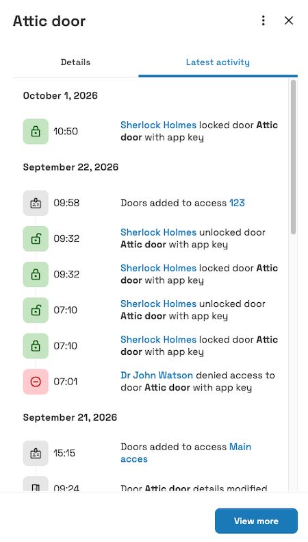 Latest activity tab