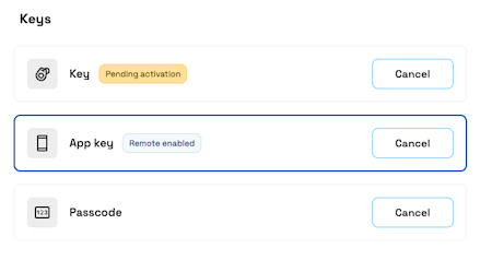 Remote enabled label for app key