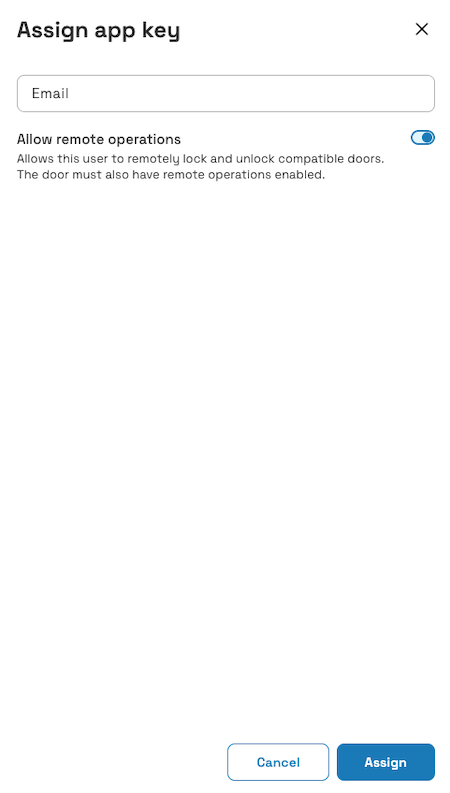 Remote operations settings for app keys