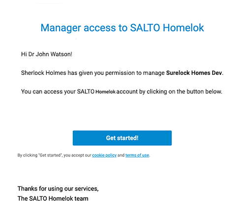 Correo de inicio de sesión de Salto Homelok