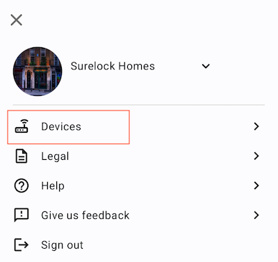 Sección 'Dispositivos' de Nebula Commissioning app
