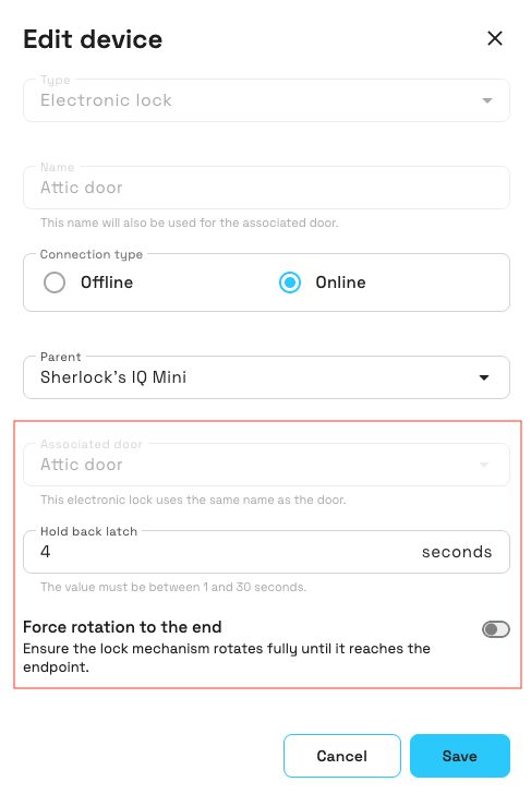 Editing settings for motorized locks