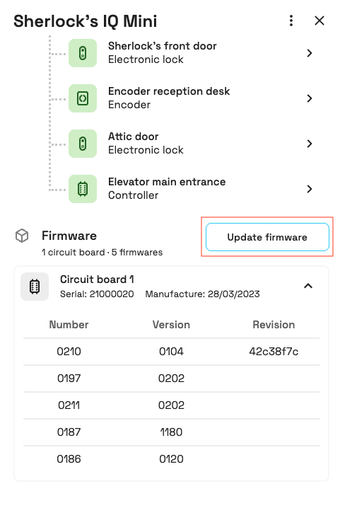 Update firmware button