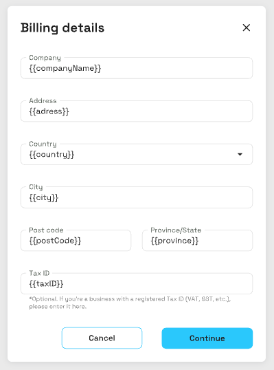 Billing details