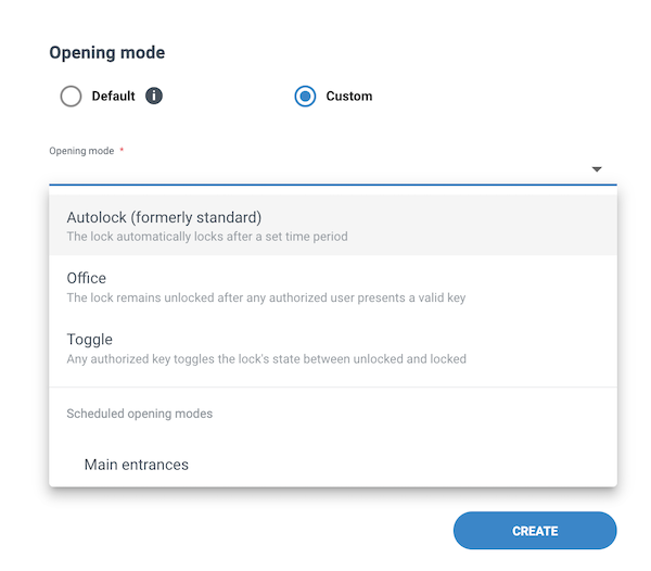 Door opening mode