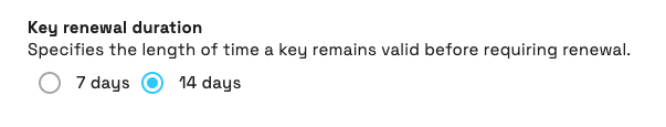 Key renewal duration