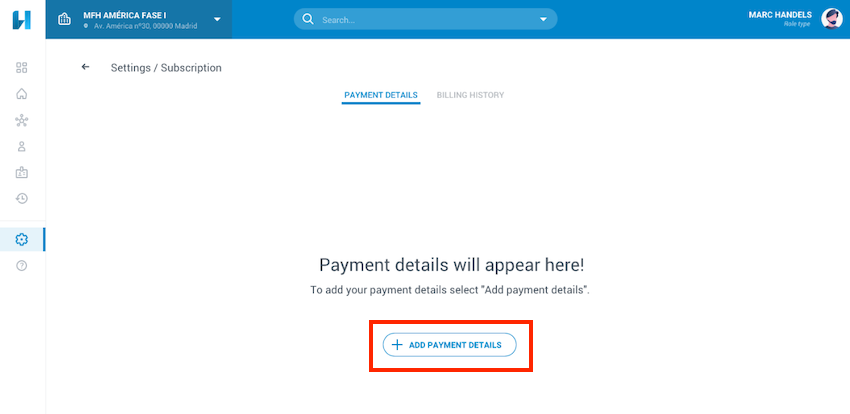 Add payment details