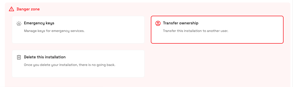 Transfer ownership option