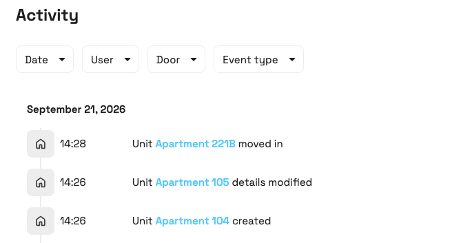 Unit activity move in / out