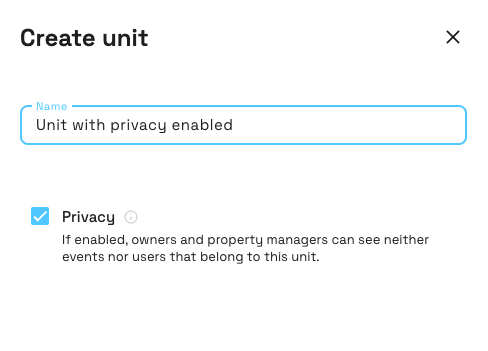 Casilla de privacidad de unit