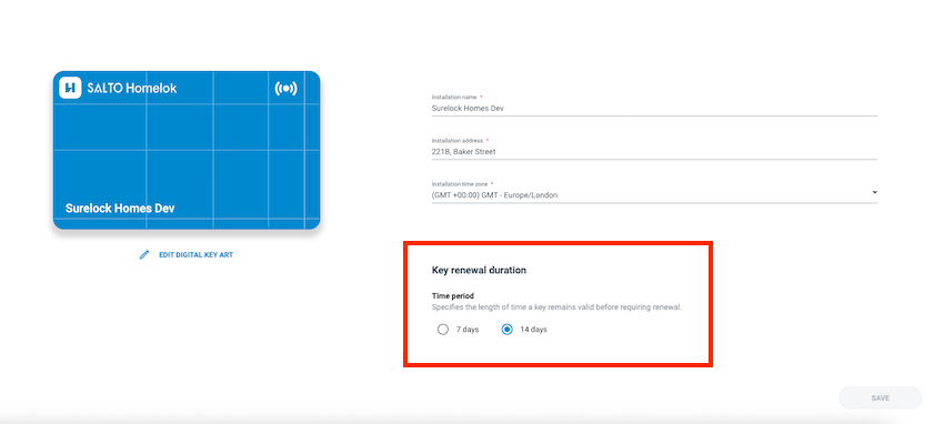 Key renewal duration