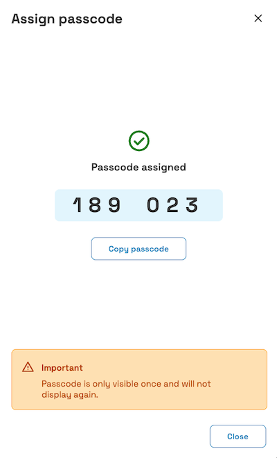 Passcode-Option