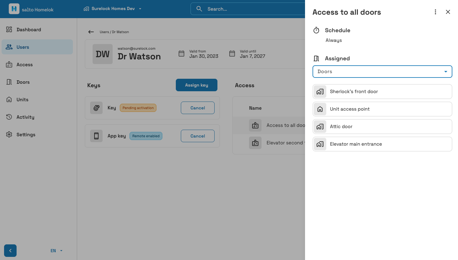 Access schedule