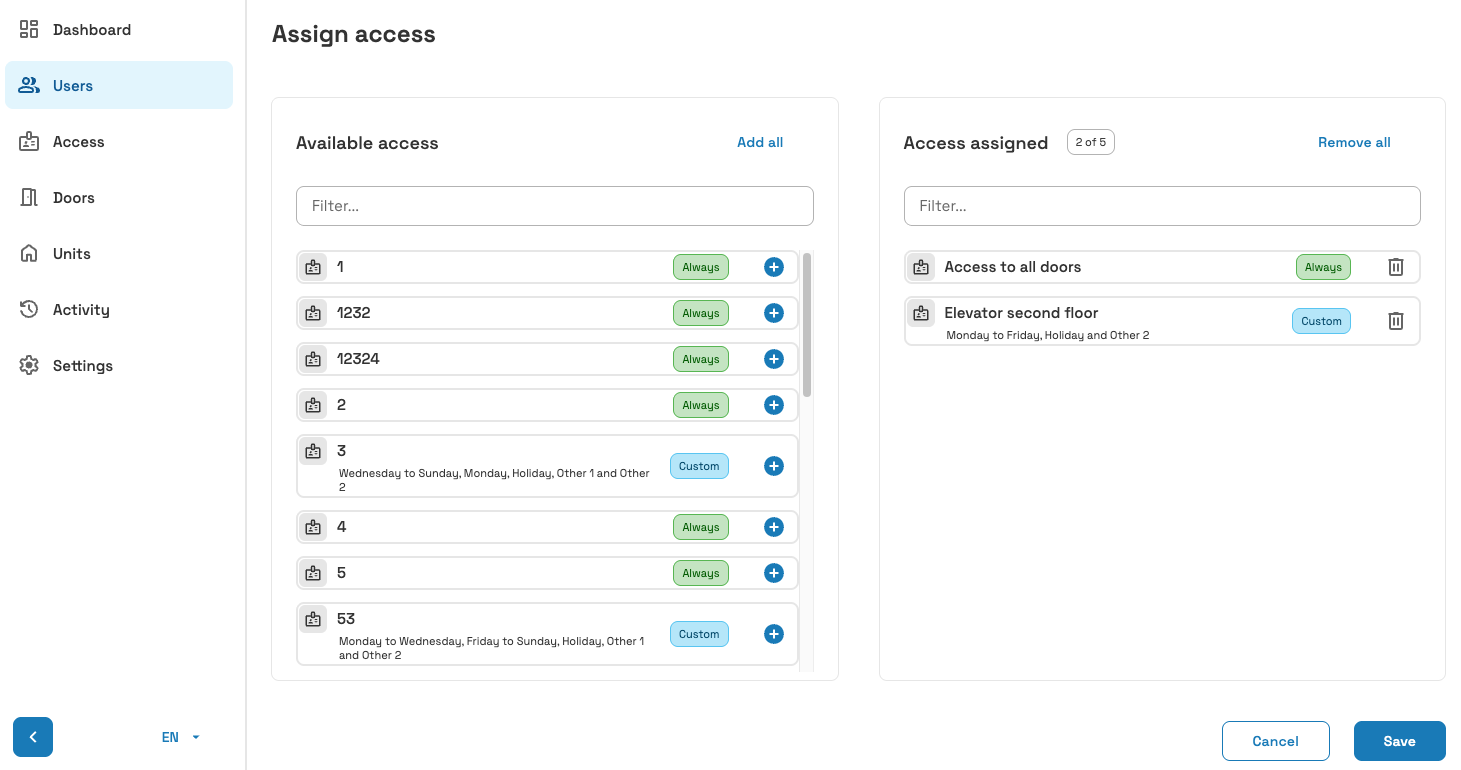 User access