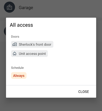Información del acceso