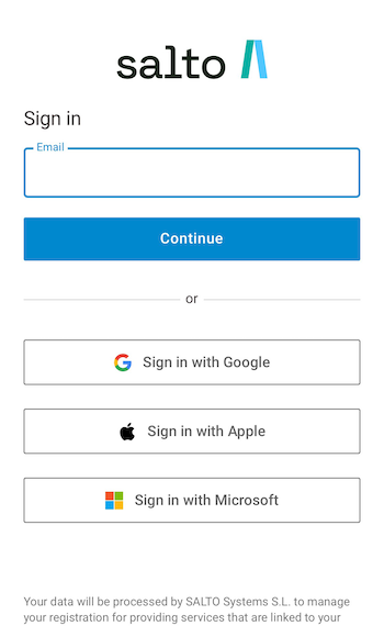 Signing in to Salto Homelok