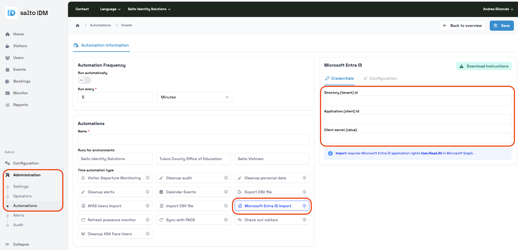 Erstellen einer Microsoft Entra ID-Importautomatisierung in Salto IDM