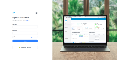 Salto IDM-Anmeldeseite mit der Option „Mit Microsoft anmelden“
