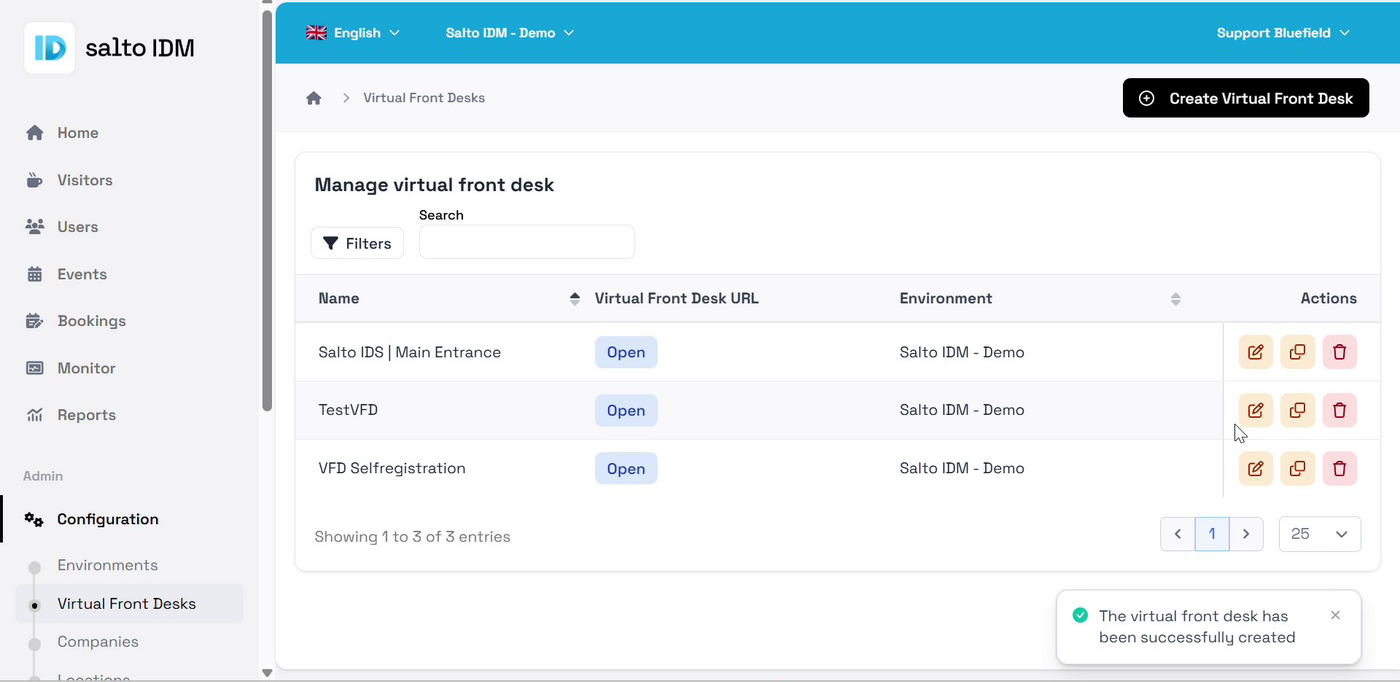 Manage virtual front desk overview with the newly created VFD