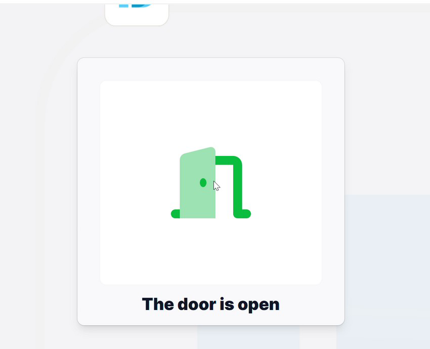 The door is open confirmation screen