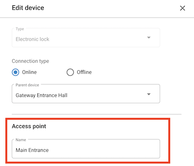 Creating an access point and its associated electronic lock