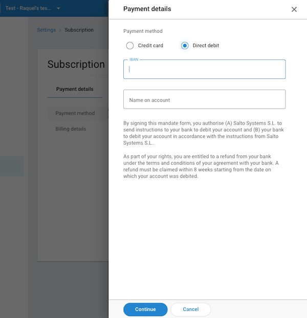 Subscription payment process