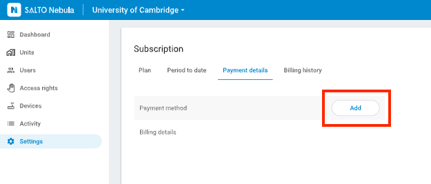 Payment details