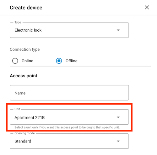 Creating an access point at the unit level