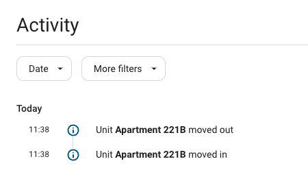 Unit activity move in / out