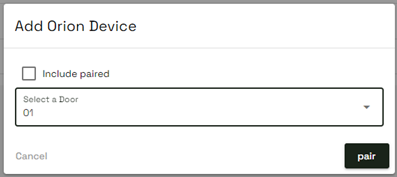 Orion add device modal
