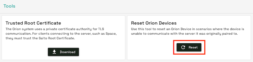 Reset Orion Device