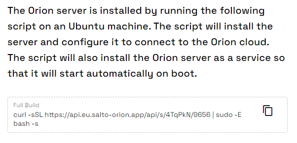 Orion install orion install command