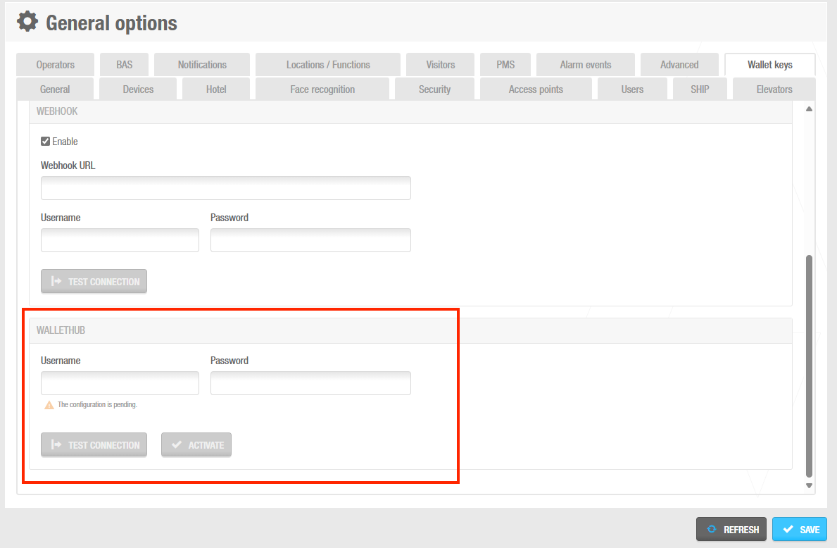 WalletHub configuration