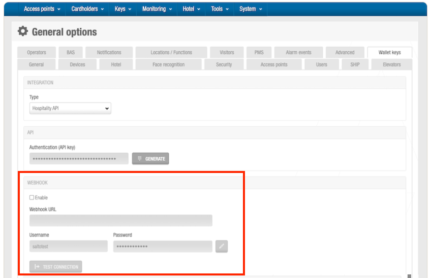Webhook configuration