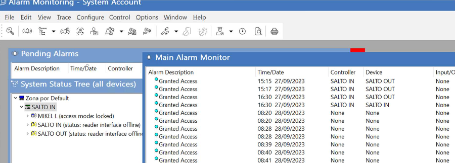 Alarm monitoring in OnGuard