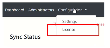 Configuration > License option