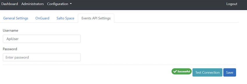 Events API settings