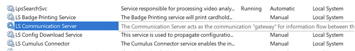 Lenel Service Communication Server