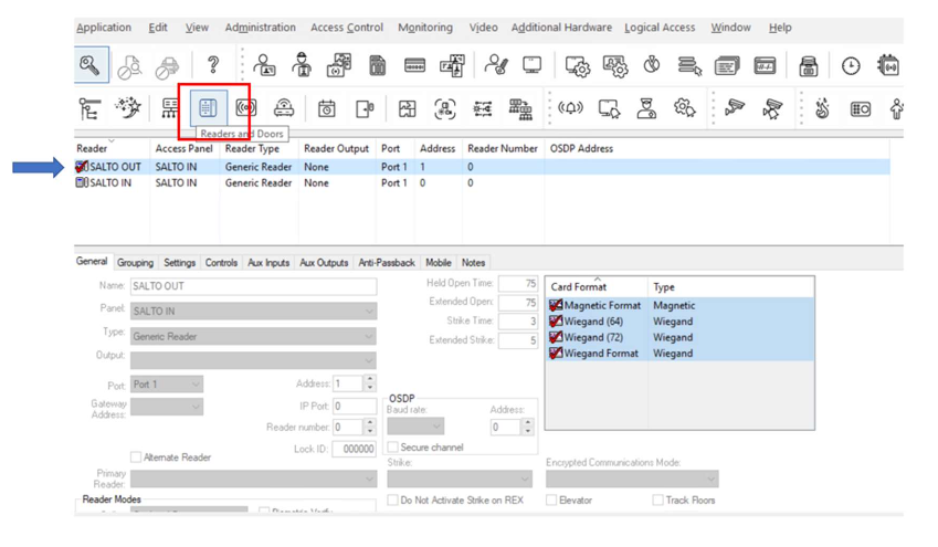 Readers and Doors option in OnGuard