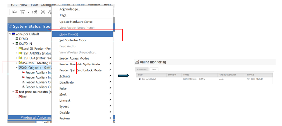 Remote opening example