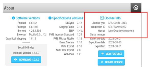 Space license information