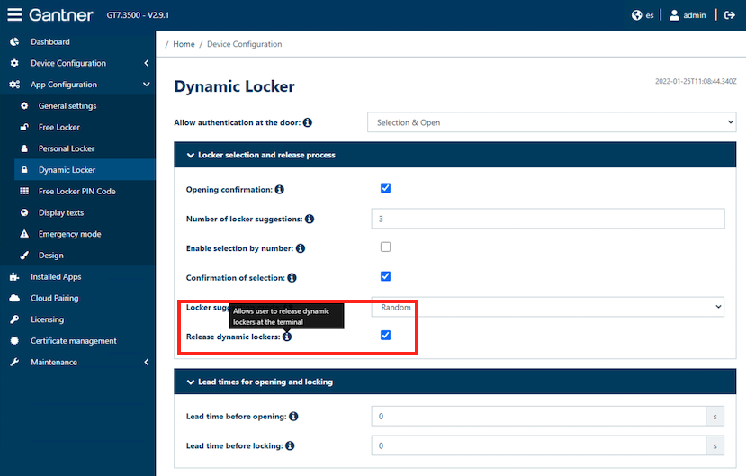 Release Dynamic lockers check box