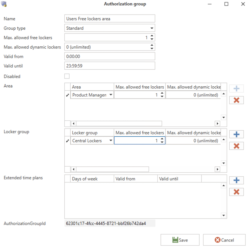 Locker authorization group