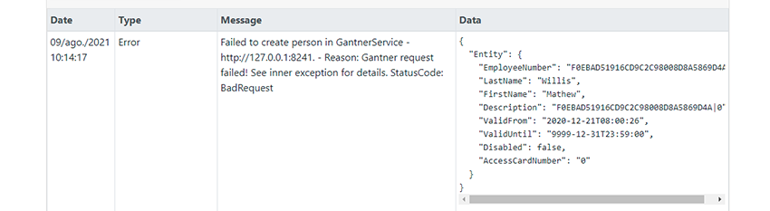 Log example when checkbox is checked