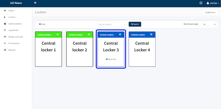 Locker für Freigabe auswählen